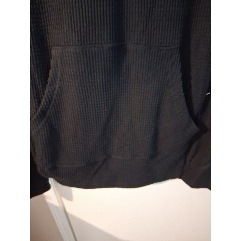 Blue Ice Men's Black Waffle Knit Pullover Hoodie Kangaroo Pocket 2XL MPN - Picture 4 of 5